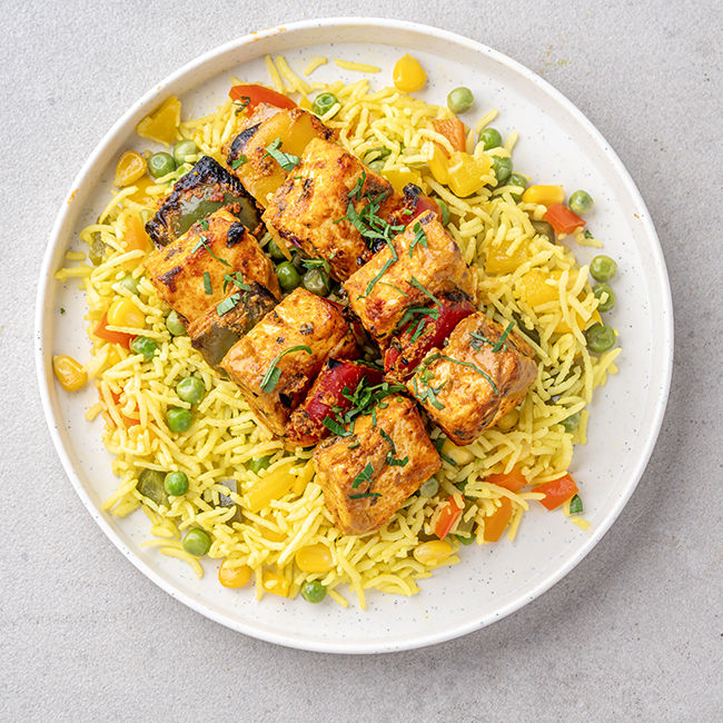 Paneer Tikka & Capsicum Bowl With Vegetable Pulao